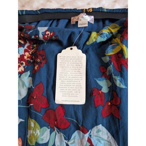 B.O.C Collective Floral Maxi Skirt Ruffle Hem Elastic Waist Blue S - Picture 3 of 8